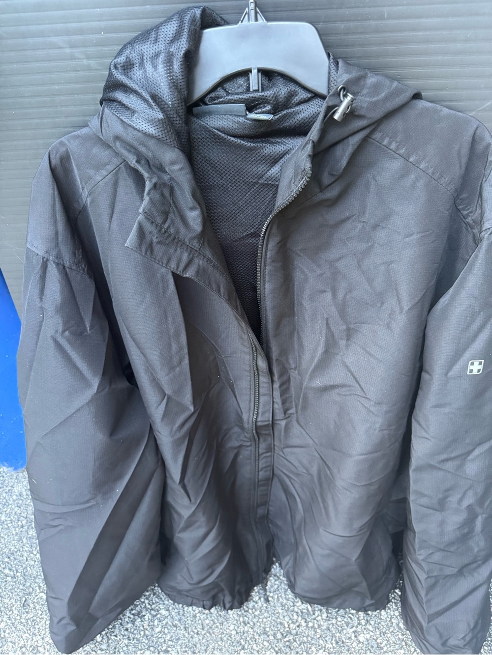 Men's Swiss Tech Black Hooded Jacket - Lightweight Weather Shell